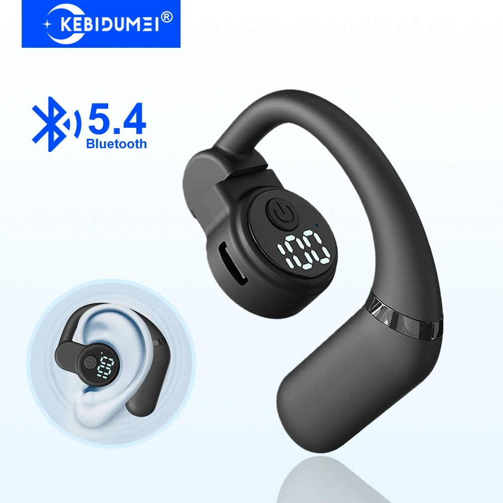 KEBIDUMEI Open Ear Hook Headset Bluetooth 5.4 Earphone Rotatable HiFi Stereo Noise Reduction Headphone Sports Waterproof Earbud