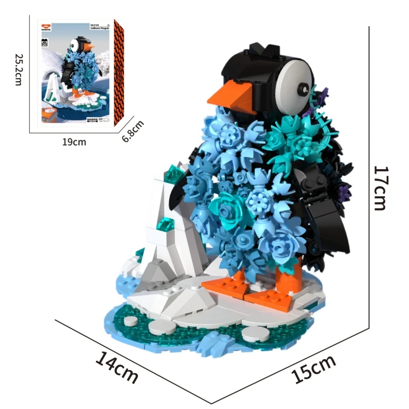 

604PCS Ice Crystal Penguin IceBloom Penguin Building Blocks Sparkling Arctic Animal Model DIY Educational Toy Kids Collectors‌