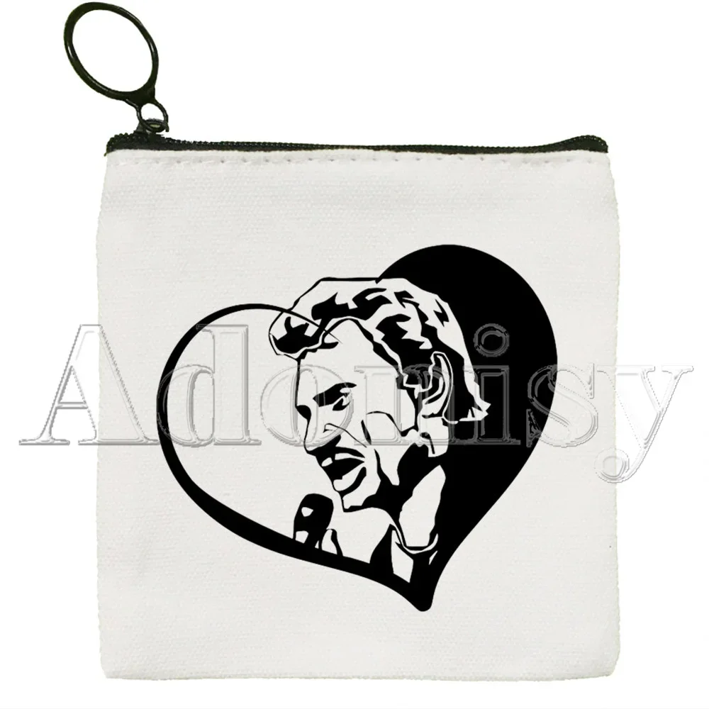 Johnny Hallyday-monedero de lona de Color sólido, pequeño, fresco, con cremallera, bolso para llaves, bolsa de regalo de mano