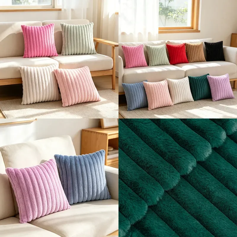 Amazon popular pull throw pillow simple small fragrant plush pillow living room sofa bedside cushion cover wholesale