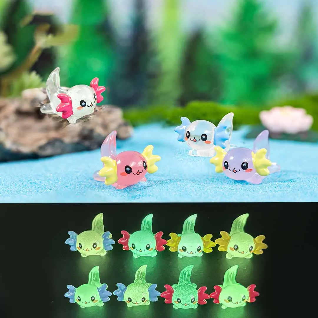 10Pcs Moss Micro Landscape Glow-in-the-dark Hexagonal Dragon Toy Model Resin Crafts Desktop Ornaments Decorative Accessories