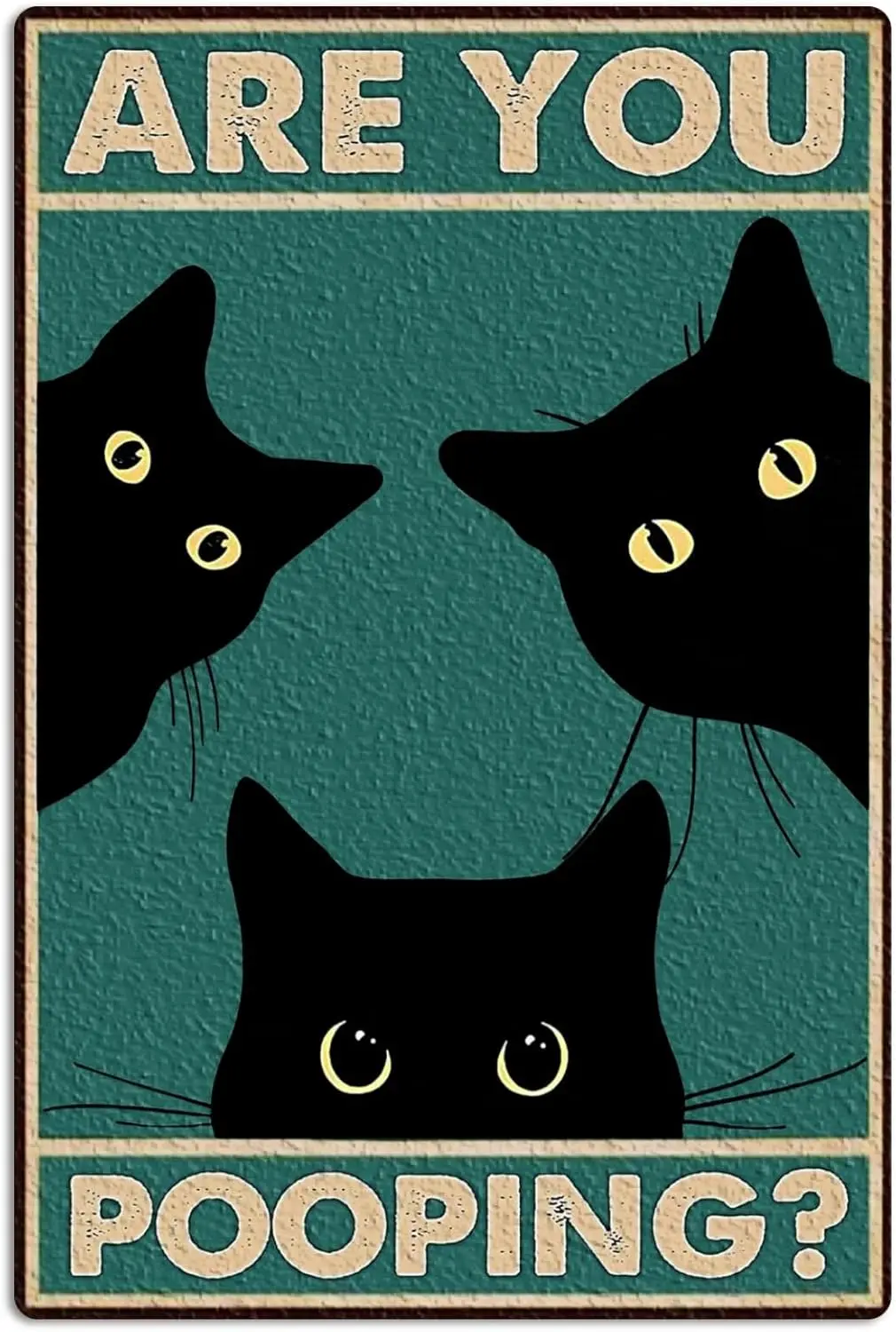 1p,Are You Pooping Bathroom Black Cat Wall Decor Funny Metal Sign  Inch Vintage Home Decor Cat Sign for Washroom Decorations