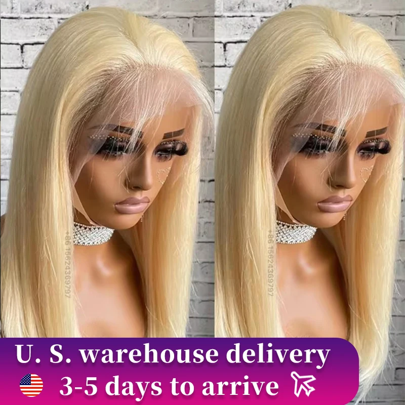 180 Density Blonde Straight Bob Wig HD Transparent Lace Pre Plucked Human Hair Wig 13x4 13x6 Lace Frontal Wig For Black Women