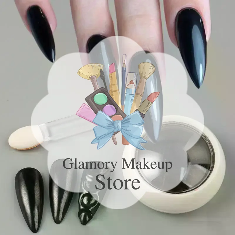Chrome Metallic Nail Rubbing Powder Black Magic Mirror Glitter Pigment 1 Box for Professional Manicure Nail Art