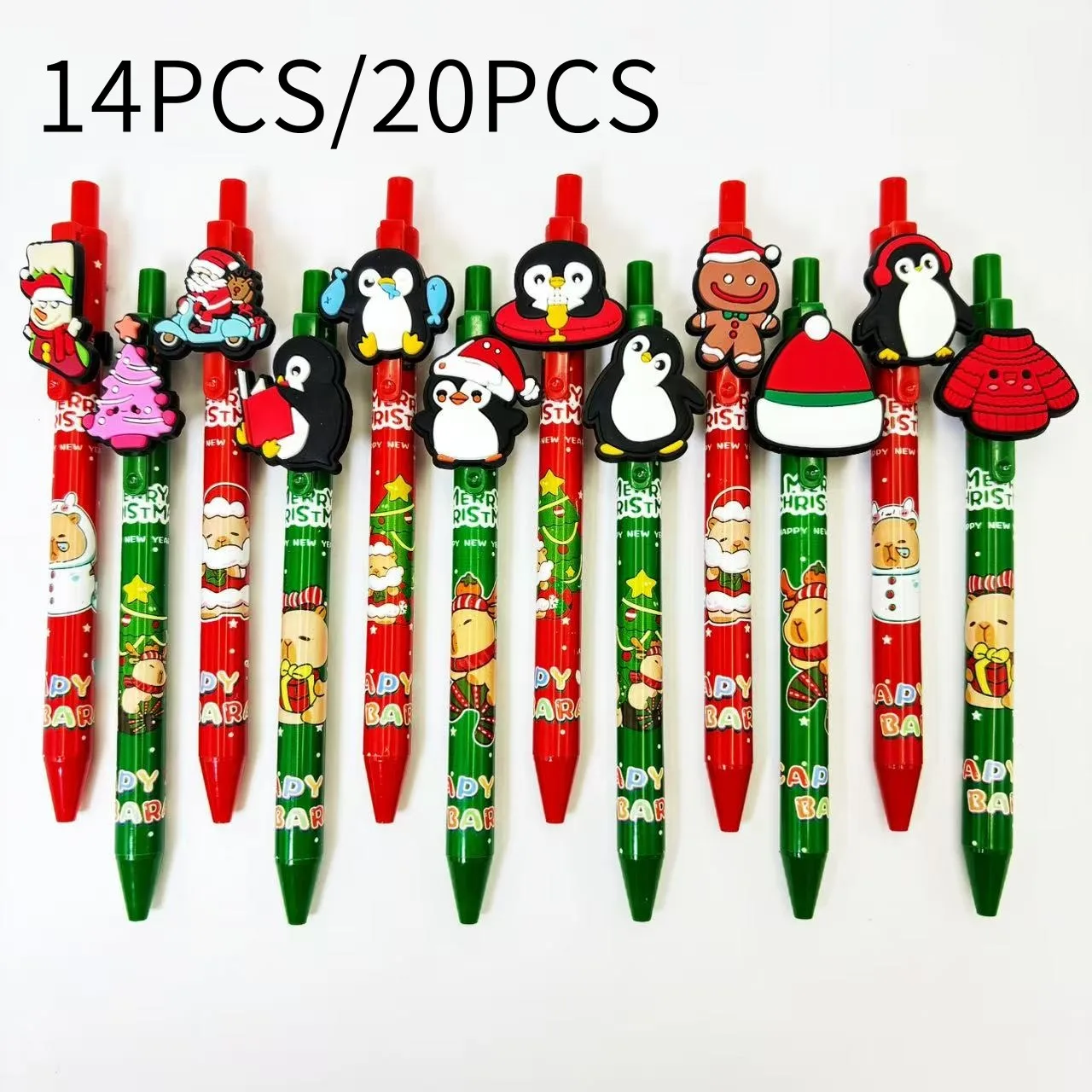 

14pcs/20pcs Penguin Christmas Element Ballpoint Pens Christmas Series Click Ballpoint Pens Student Writing Gift Pens