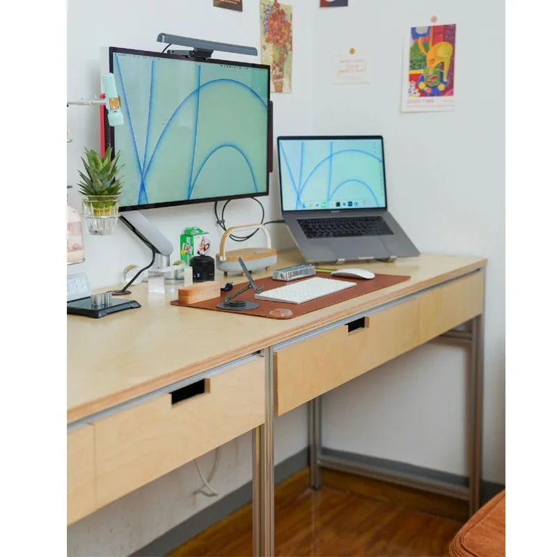 

Medieval desk, minimalist office computer desk with drawers
