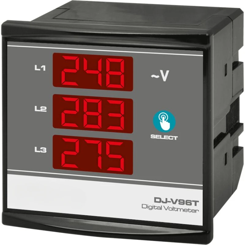 

3x3 Displays with 14mm 3 Digits Three phase Voltmeter DJ-V96T