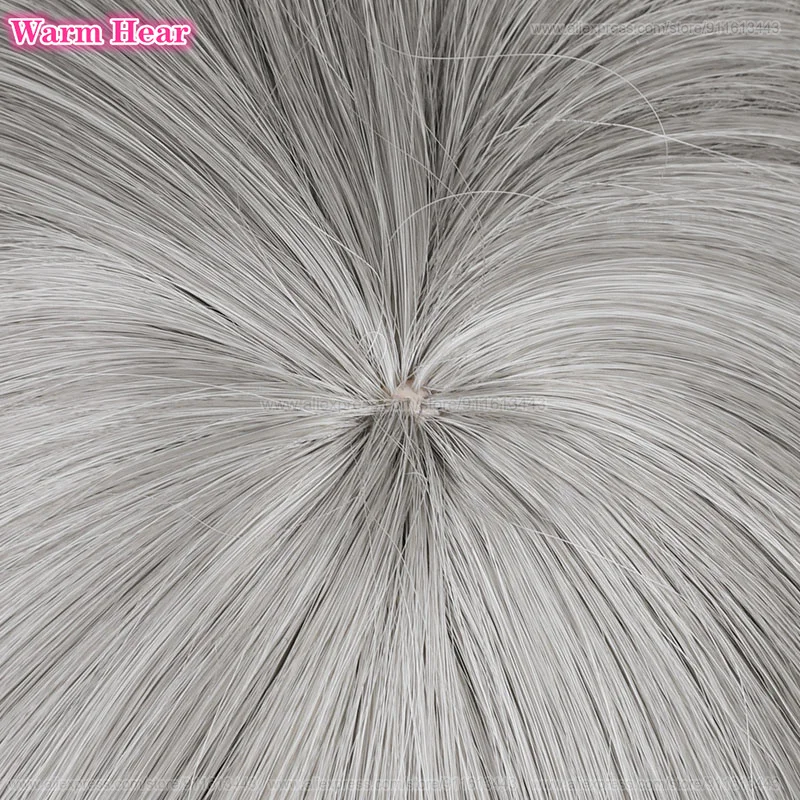 Bkornblume Cosplay Wig Game Long 85cm Gray Gradient Wigs Cosplay Anime Wig Heat Resistant Synthetic Wigs + Wig Cap