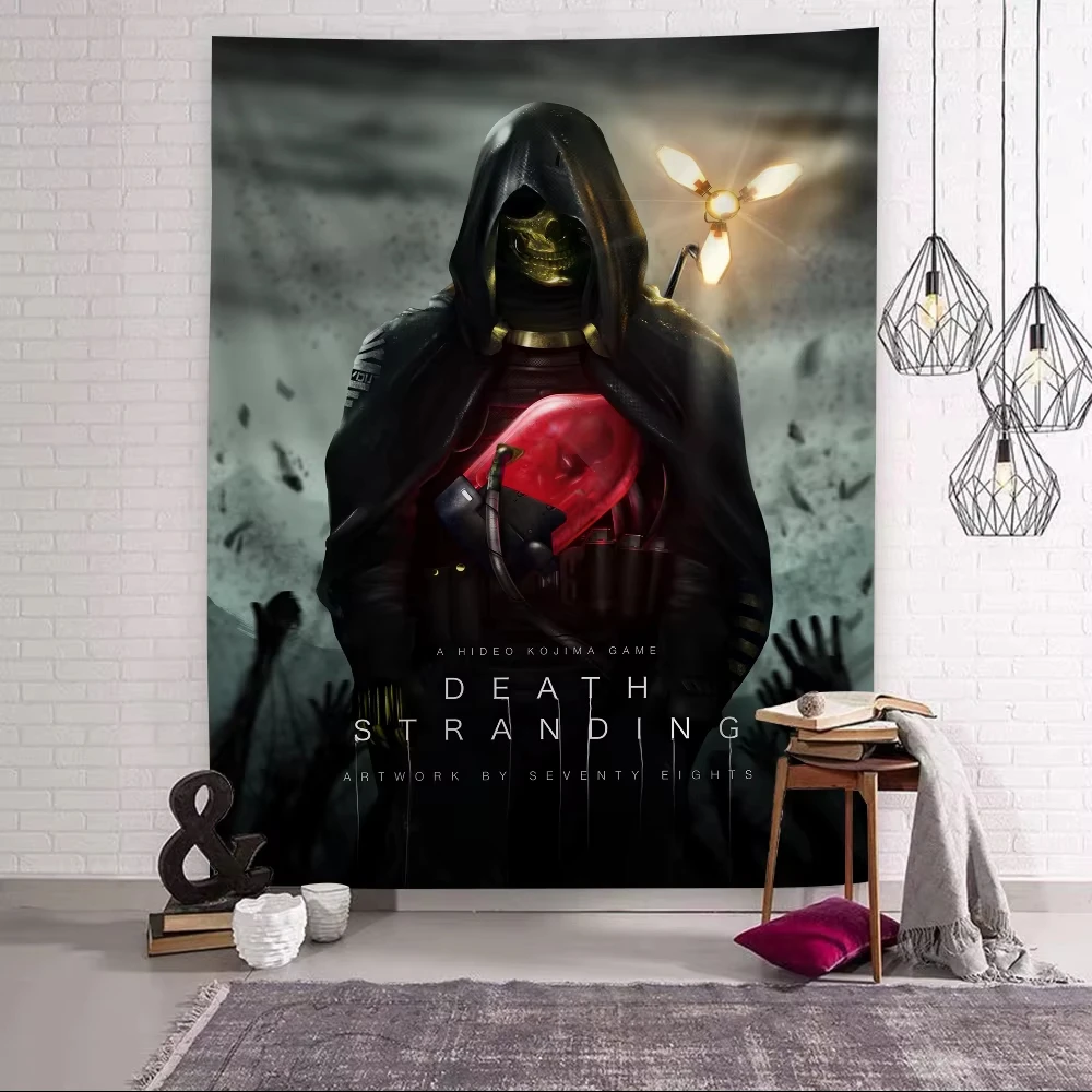 Dark Death Stranding Wall Hanging Tapestry Poster for Gaming Room Decor Sci Fi Horror Gamer Bedroom Gift Art for PlayStation Fan