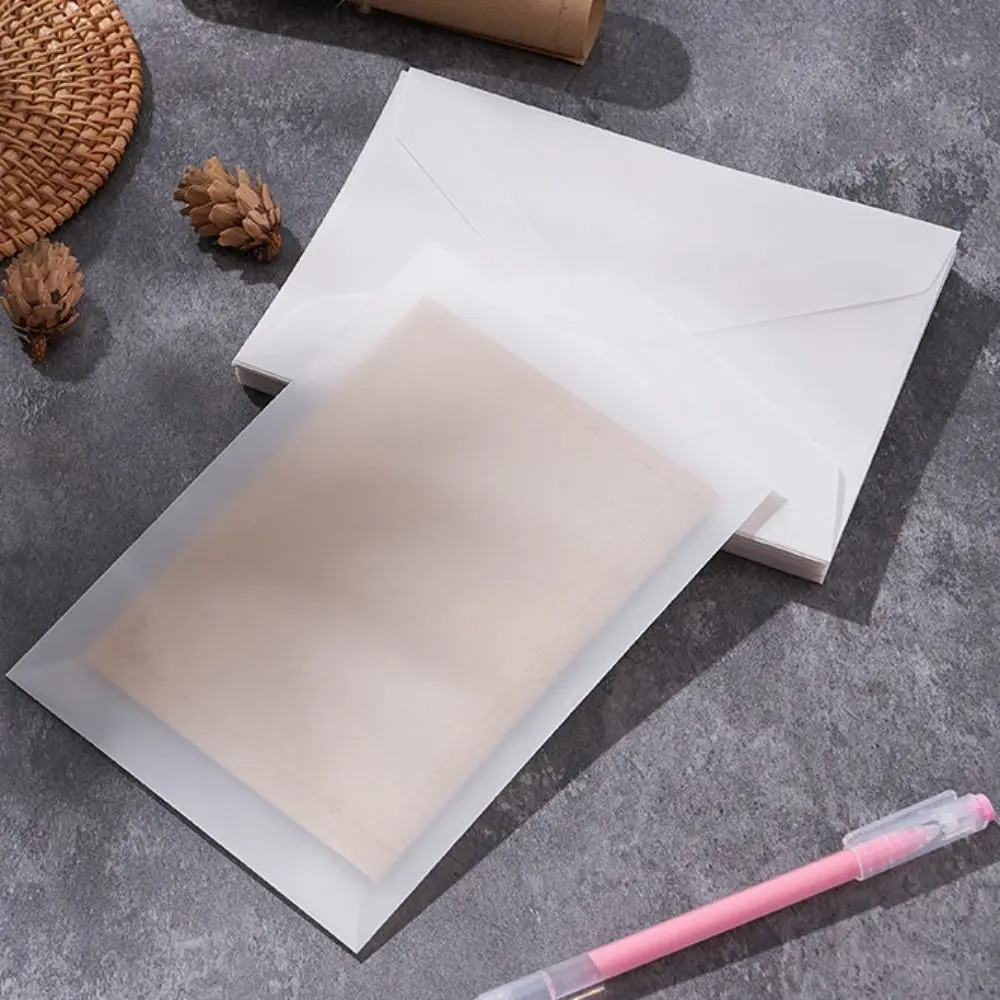 50Pcs/Pack Semi-Transparent Vellum Paper Envelopes Matte Frosted Flat Shape Matte Frosted Envelopes Simple Translucent