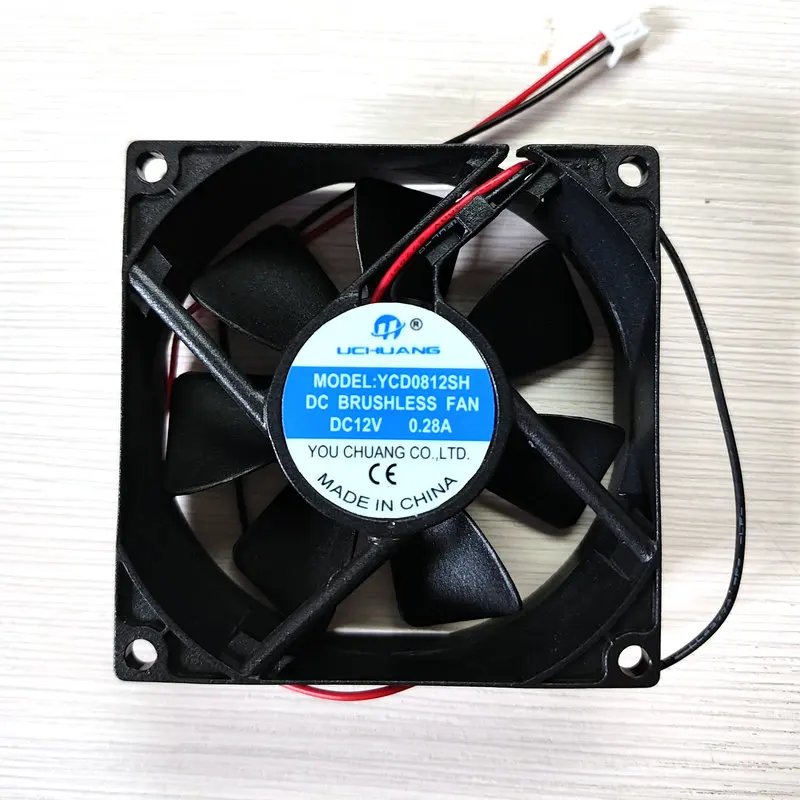 New Cooling Fan YCD0812SH DC12V 0.28A 80*80*25MM 2Lines