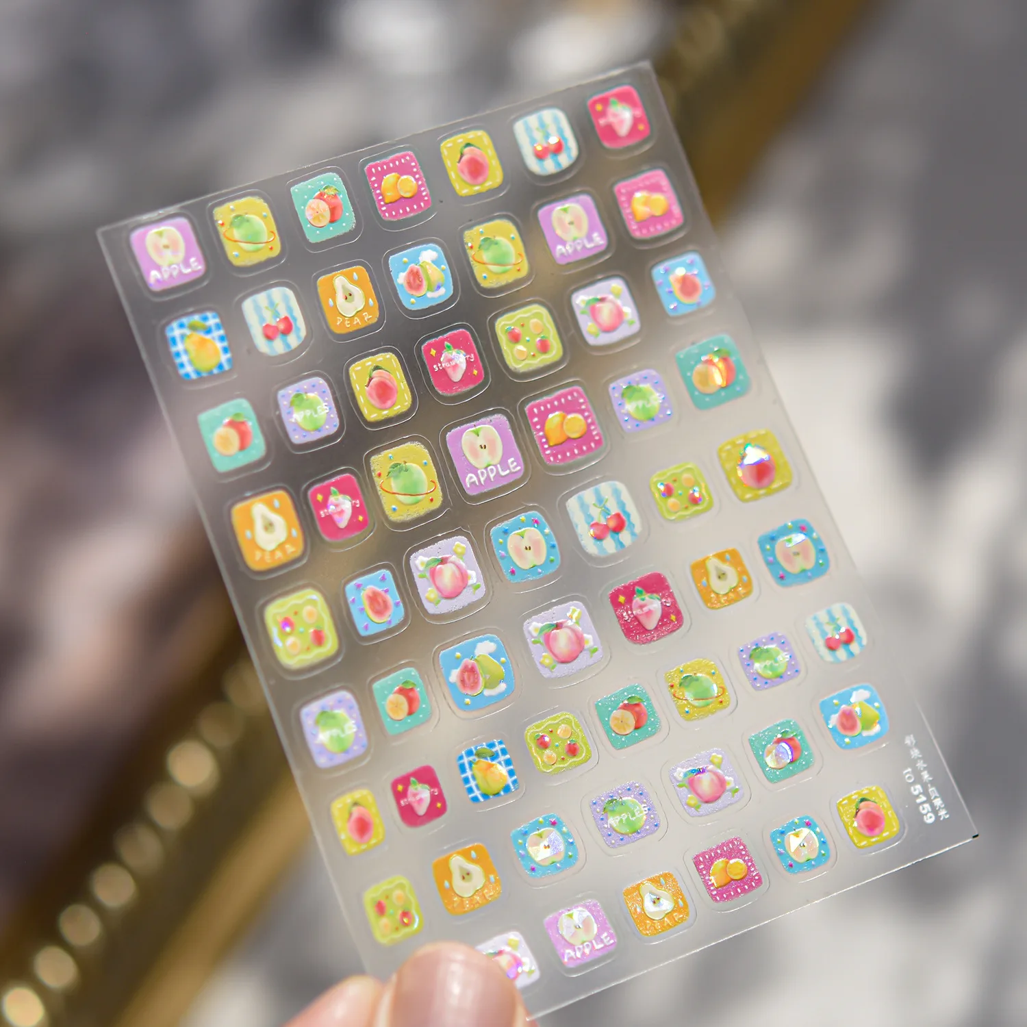 Verano Flash colorido fruta estrella alta calidad Nail Art pegatina diseño decoración calcomanías DIY arte manicura T-5160