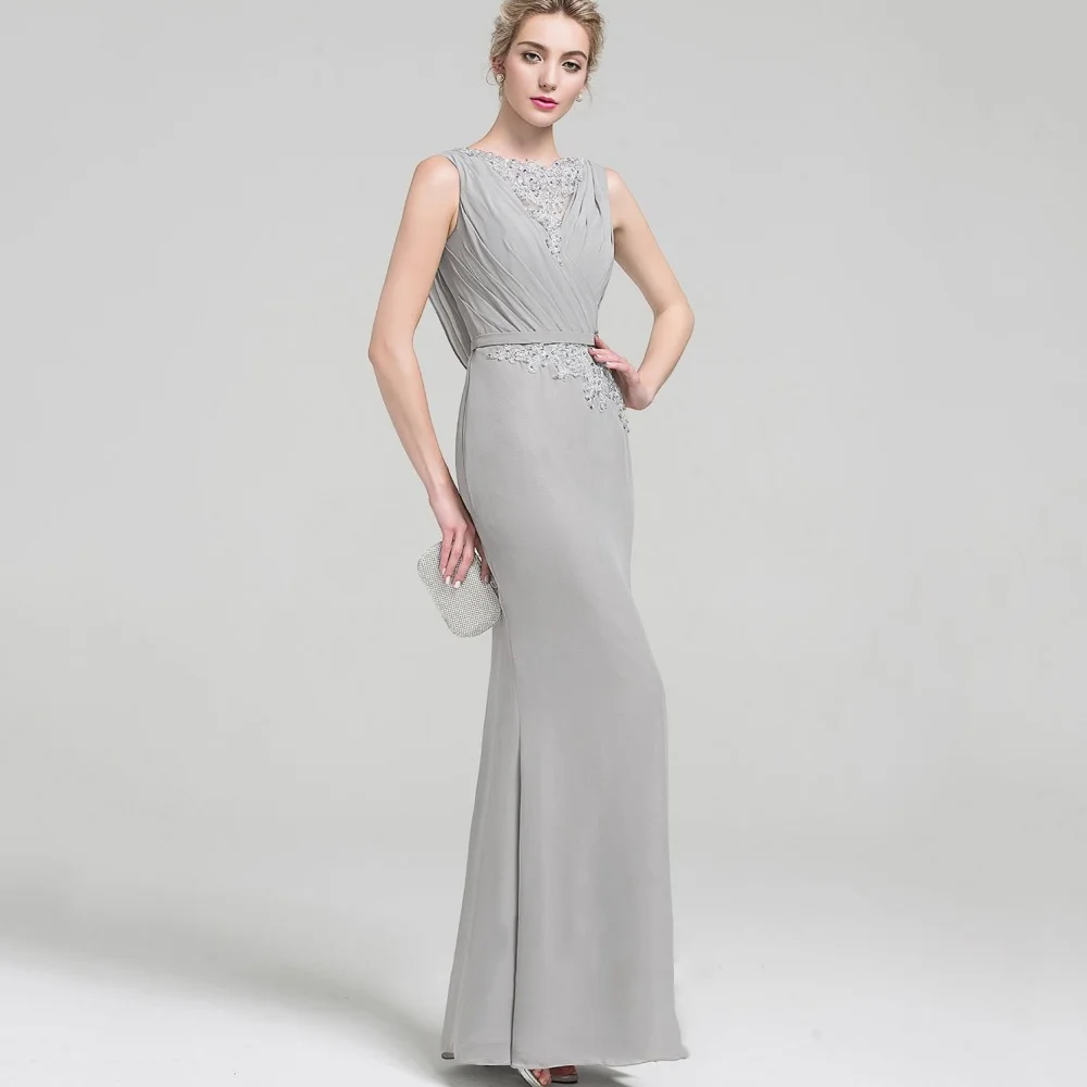 

Mother Dresses Customized Elegant Tank Mermaid Bride Party Dress Lace Formal Occasion Gown Grey robes invitée mariage
