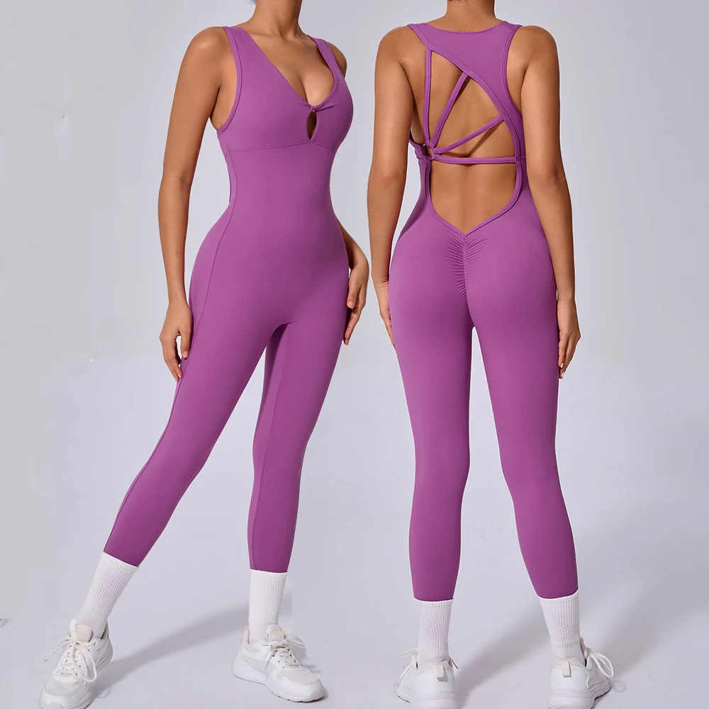 

New Style Workout Jumpsuit Gym Set Athletic Yoga Clothes Sportswear Women Sports Jumpsuit Sleeveless Fitness Overalls Yoga Suit