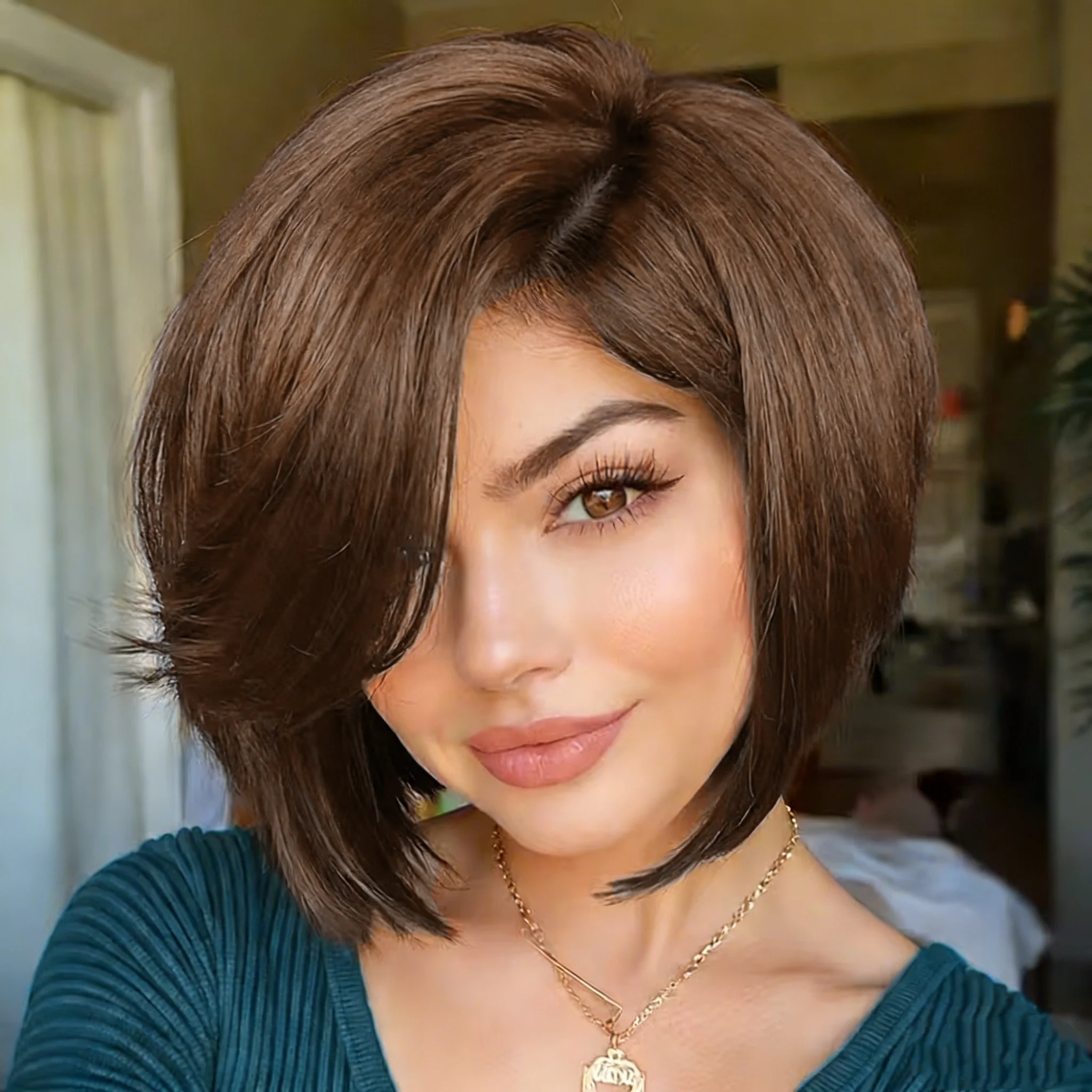 

13x4 Lace Front Human Hair Side Part Pixie Cut Straight Wigs For Women