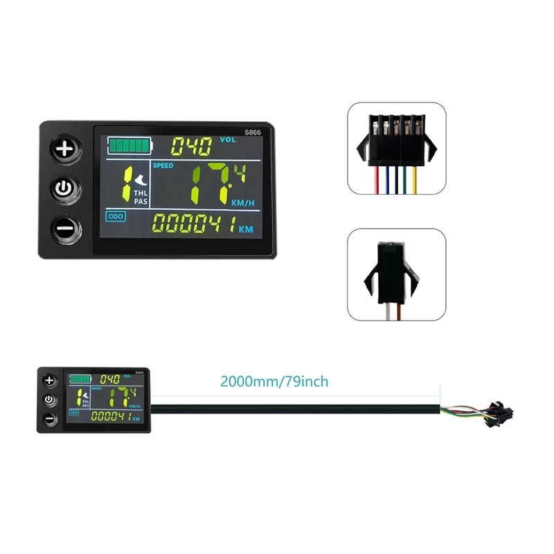 Electric Scooter Lithium Battery Modified LCD-S866 Color Screen Instrument 30A Controller Power Booster Throttle Set Replacement