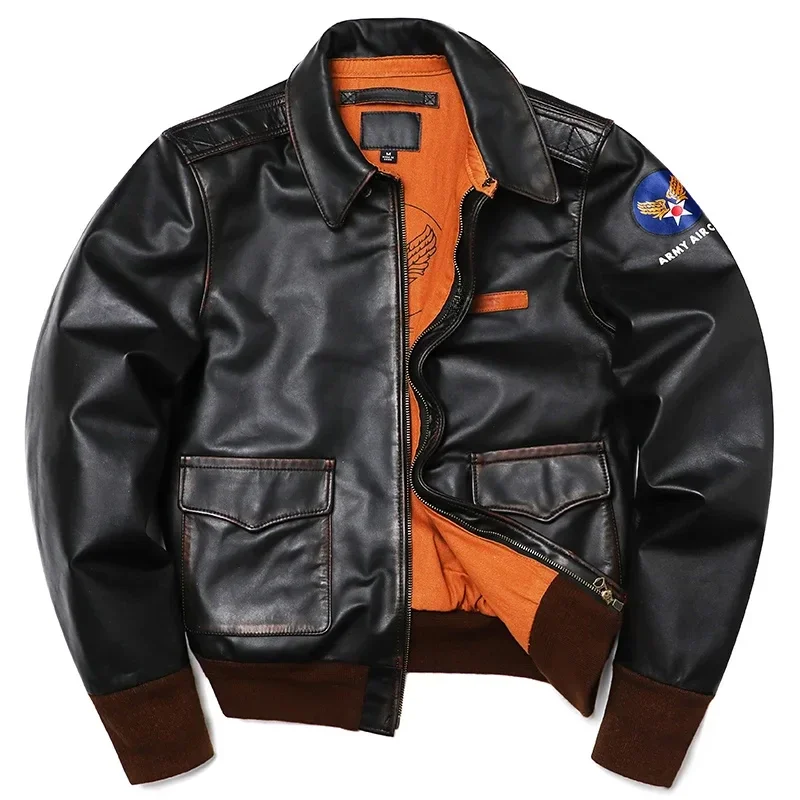 Classic A 2 Air Force Genuine Horsehide Leather Jacket Men Vintage Flight Jackets Motorcycle Coat Piel de caballo Конская шкура