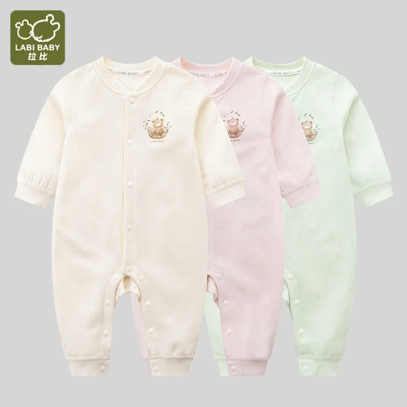 LABI BABY Antibacterial Rompers Newborn Onesies Pure Cotton Boys Girls Bodysuits Autumn Long Sleeve Jumpsuits Infant One Pieces