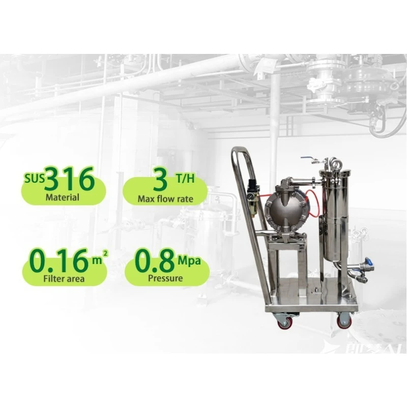 New Trolley-type Movable Stainless Steel 304/316 Bag Filter Equipment for Chemical Liquids Paints Inks Tars 6000L/H MAX Capacity