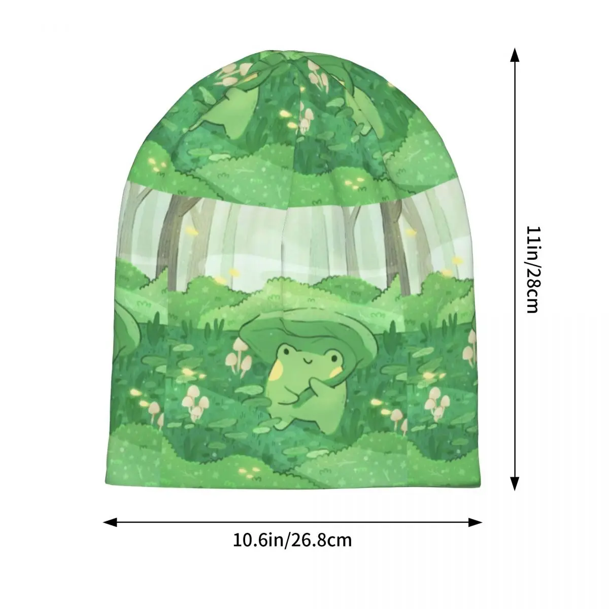 Cute Frog Under Leaf Rain Design Skullies Beanies Hats Warm Autumn Winter Outdoor Cap Knitted Bonnet Caps for Unisex Adult