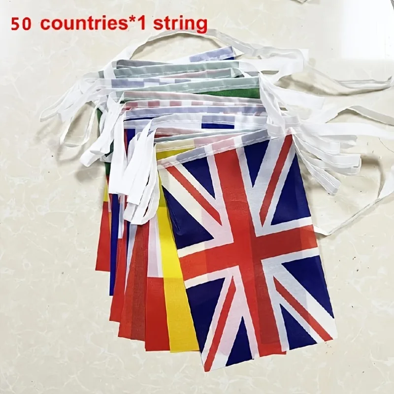 50 National Flag Bunting Banner, 2026 Football Sports Event Decoration, Bar, Sports Club, Football Viewing Party Decorations - view 3