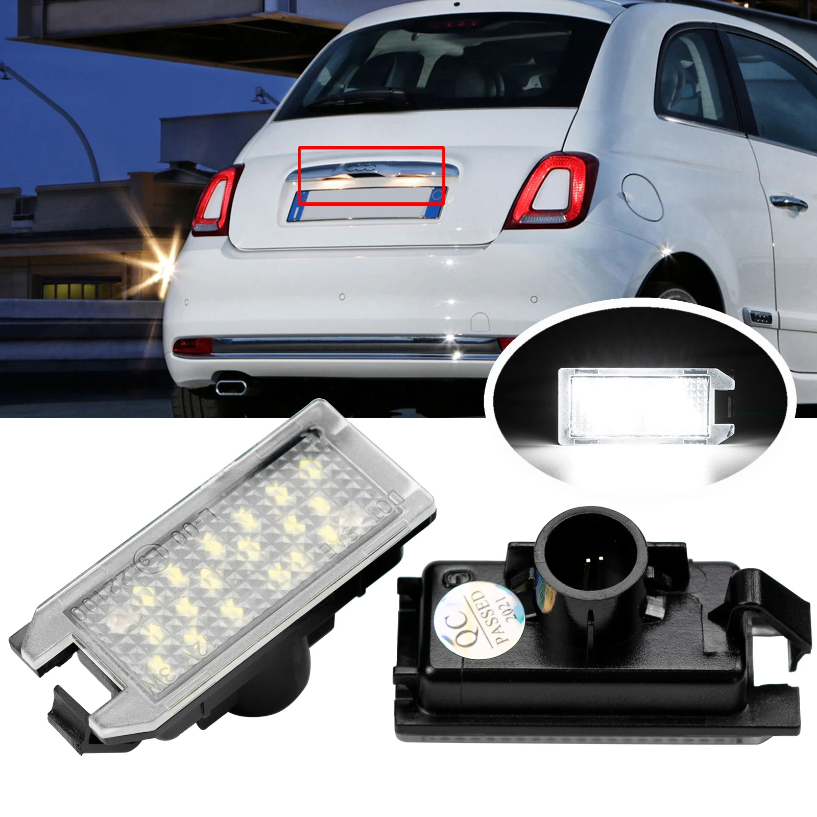 LED License Plate Lamp Assembly Light For Fiat 500 2013-2019 Jeep Compass 2014-2017 Patriot 2013-2017 Dodge Viper 2013-2017
