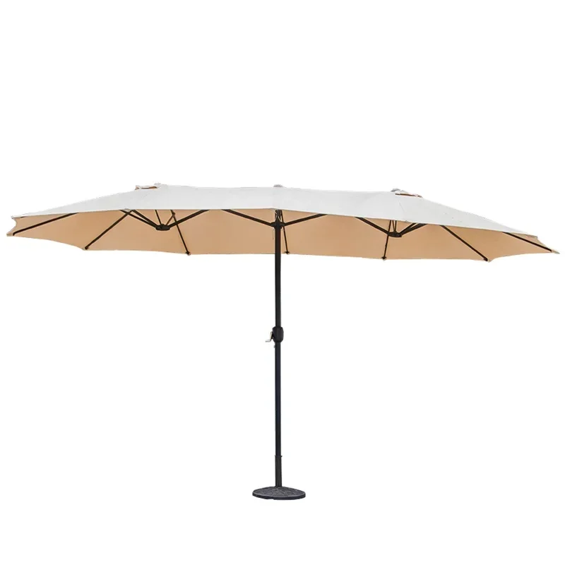 Outdoor Patio Twin Dark Khaki Umbrellas Commercial Garden Custom Big Size New Design UV Protective Sunshade Cheap Parasol