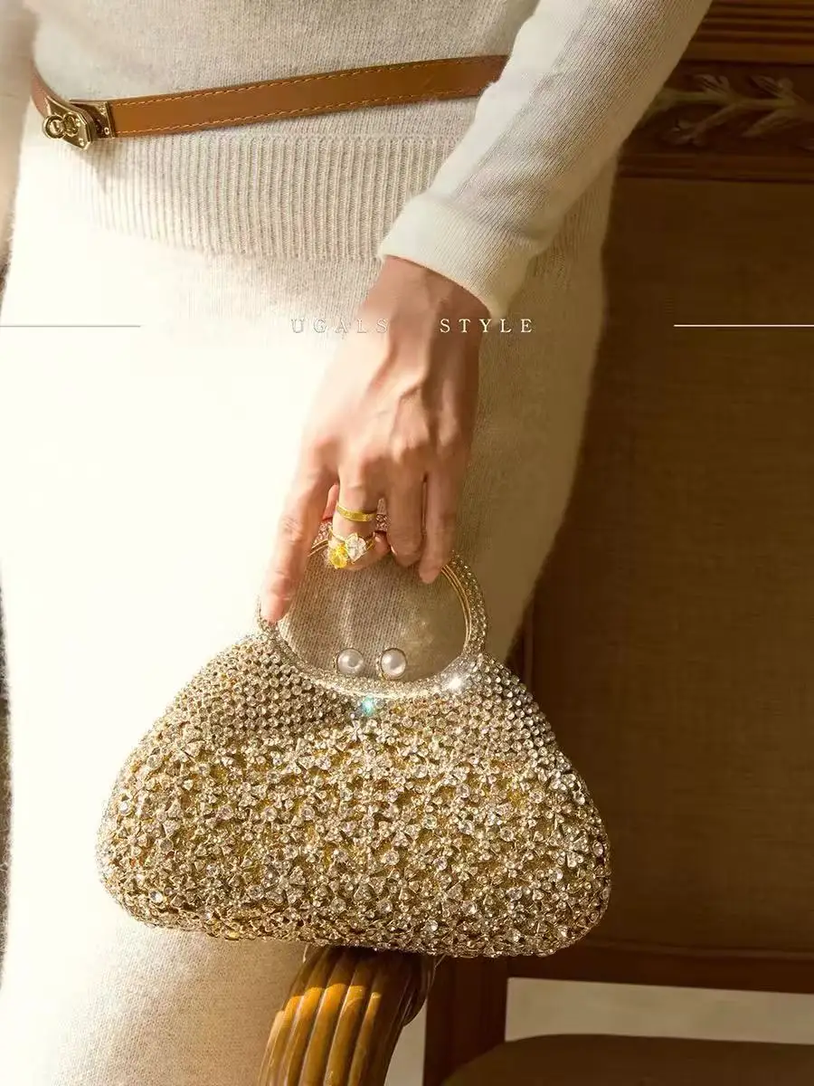 

High Quality Luxury Metallic Shiny Women Handbag Glitter Rhinestones Diamond Evening Bag Wedding Party Clutch Purse Shoulder Bag