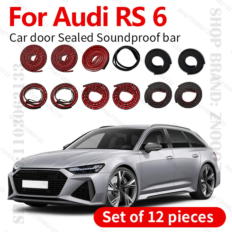 

For 2019-2025 Audi RS 6 C8 Car Door Seal Strip Rubber Double Layer Sealing Protector Soundproof Dustproof Seal Strip 12PCS Set