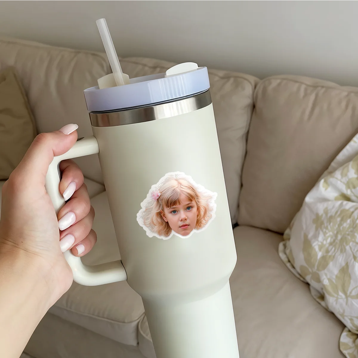 Individuelle Aufkleber für die Oberfläche von Gegenständen, wasserfeste, personalisierte Aufkleber mit Ihrem Foto oder Logo, geeignet für Laptops, Tassen und zur Dekoration von Geburtstagsfeiern. – Detail 6
