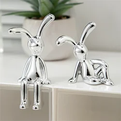 1Pcs Rabbit Figurine Long-Eared Rabbit Statue Home Office Desktop Decoration Car Central Control Easter Bunny Art Ornaments
