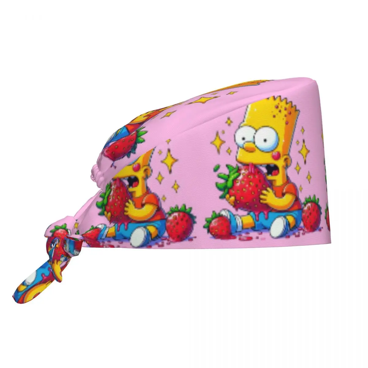 Custom S-Simpsones-Anime To Eat Strawberry Medical Staff Scrubs Hat Men Women Pink Doctor Nursing Surgical Cap Scrub Caps