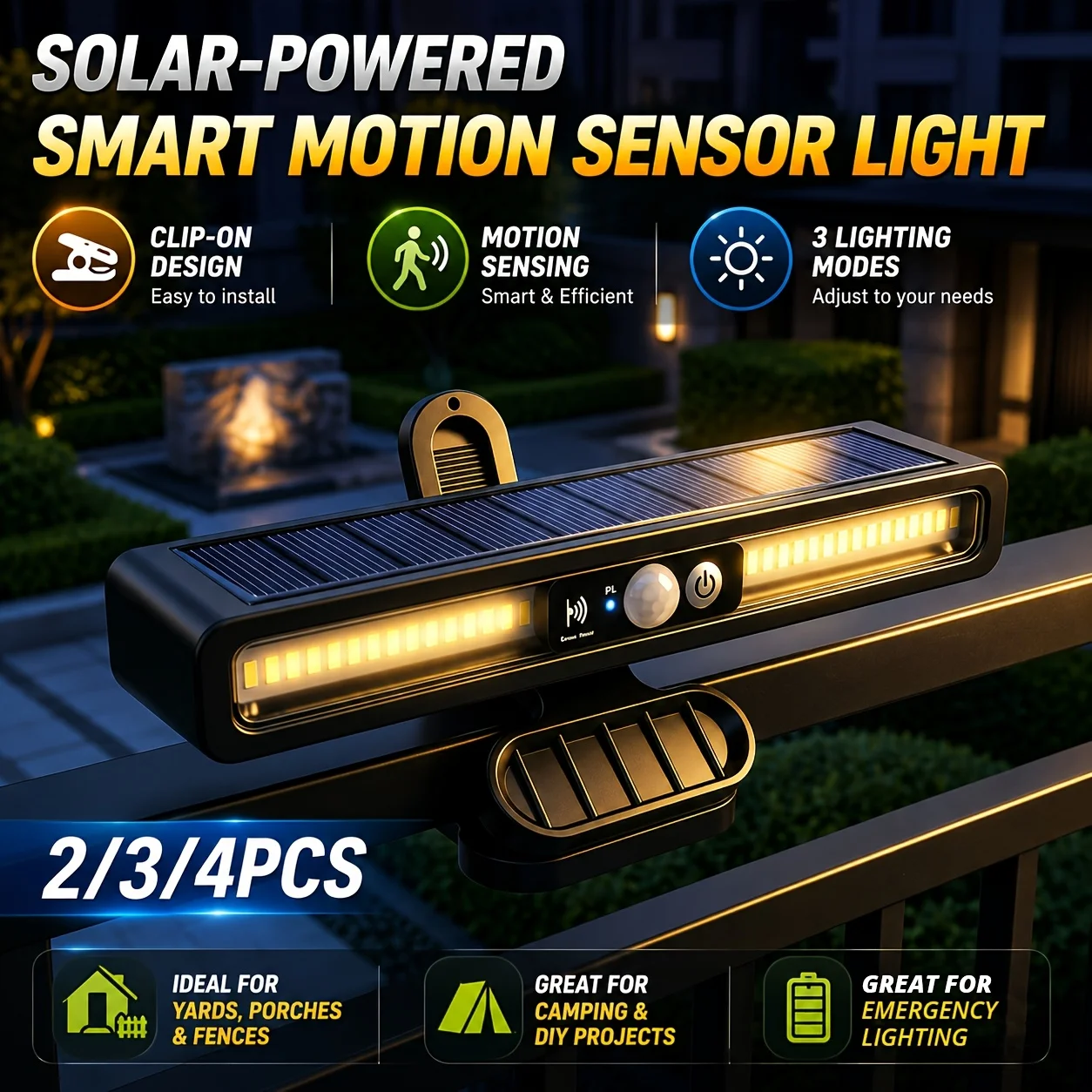 New Clip On Solar Motion Lights Outdoor Waterproof,Solar Fence Lights Outside with 36 LED Portable Solar Powered Security Light