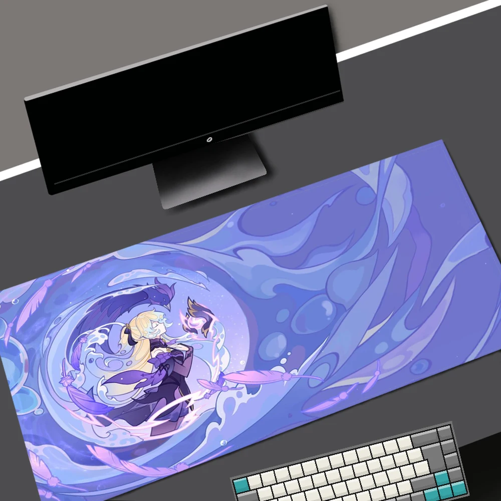 

Genshin Impact Setup Gamer Accessories Art Mouse Carpet Pad on The Table Anime Mouse Mats Keyboard Pad Kawaii Gaming Table Mat