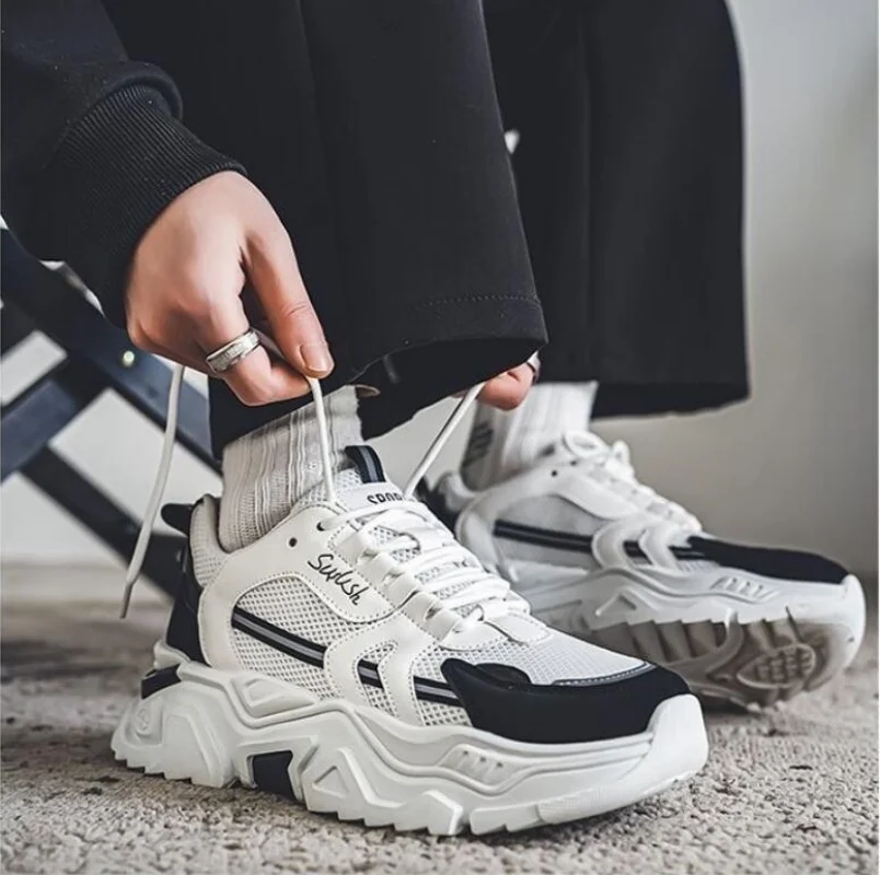 

Мужские повседневные кроссовки на толстой подошве с сетчатыми вставками, летние дышащие кроссовки на мягкой подошве, модные спортивные кроссовки для активного отдыха, мужские кроссовки