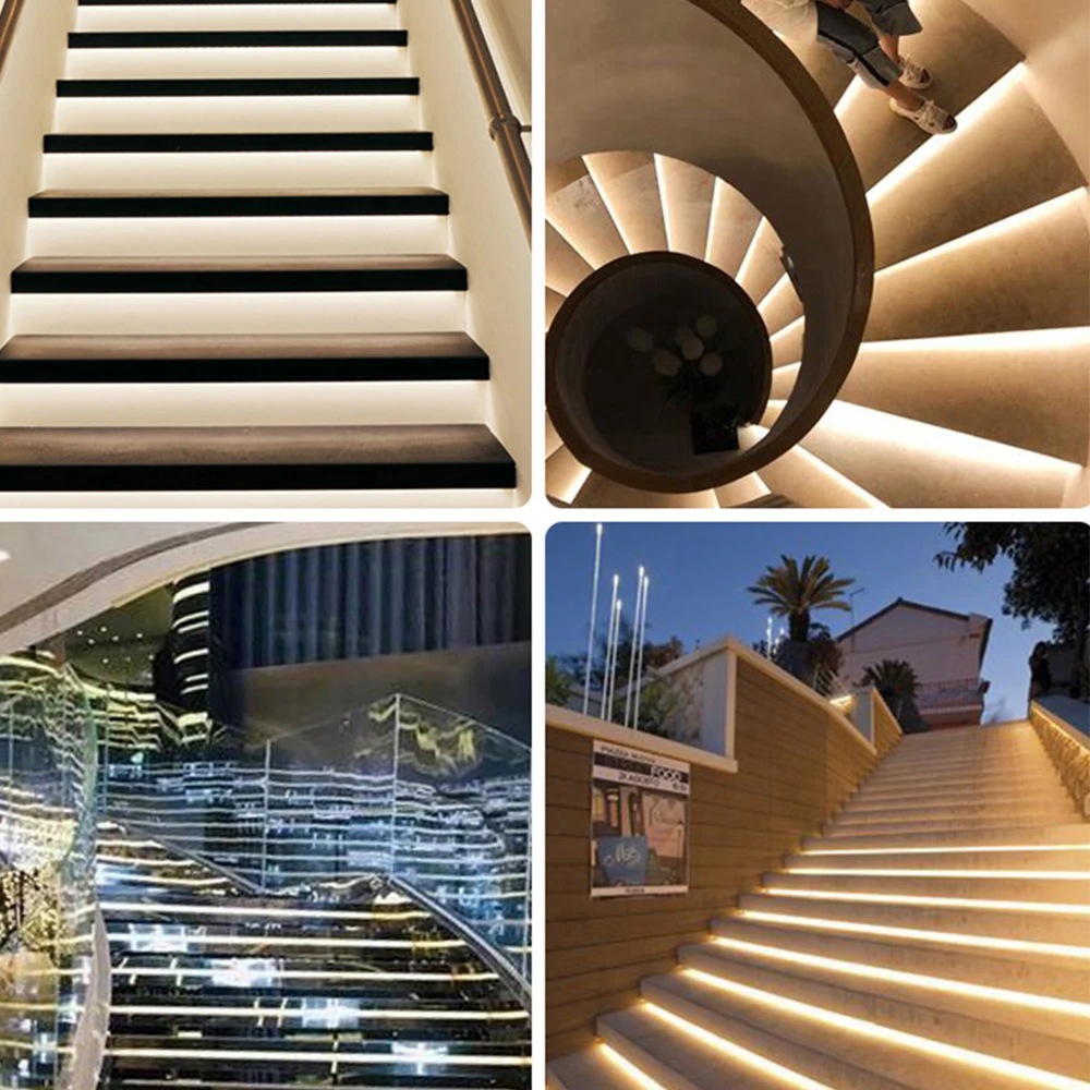 Bande lumineuse LED COB avec capteur de mouvement PIR, variateur pour escalier, Installation facile, contrôleur intelligent avec 4 capteurs