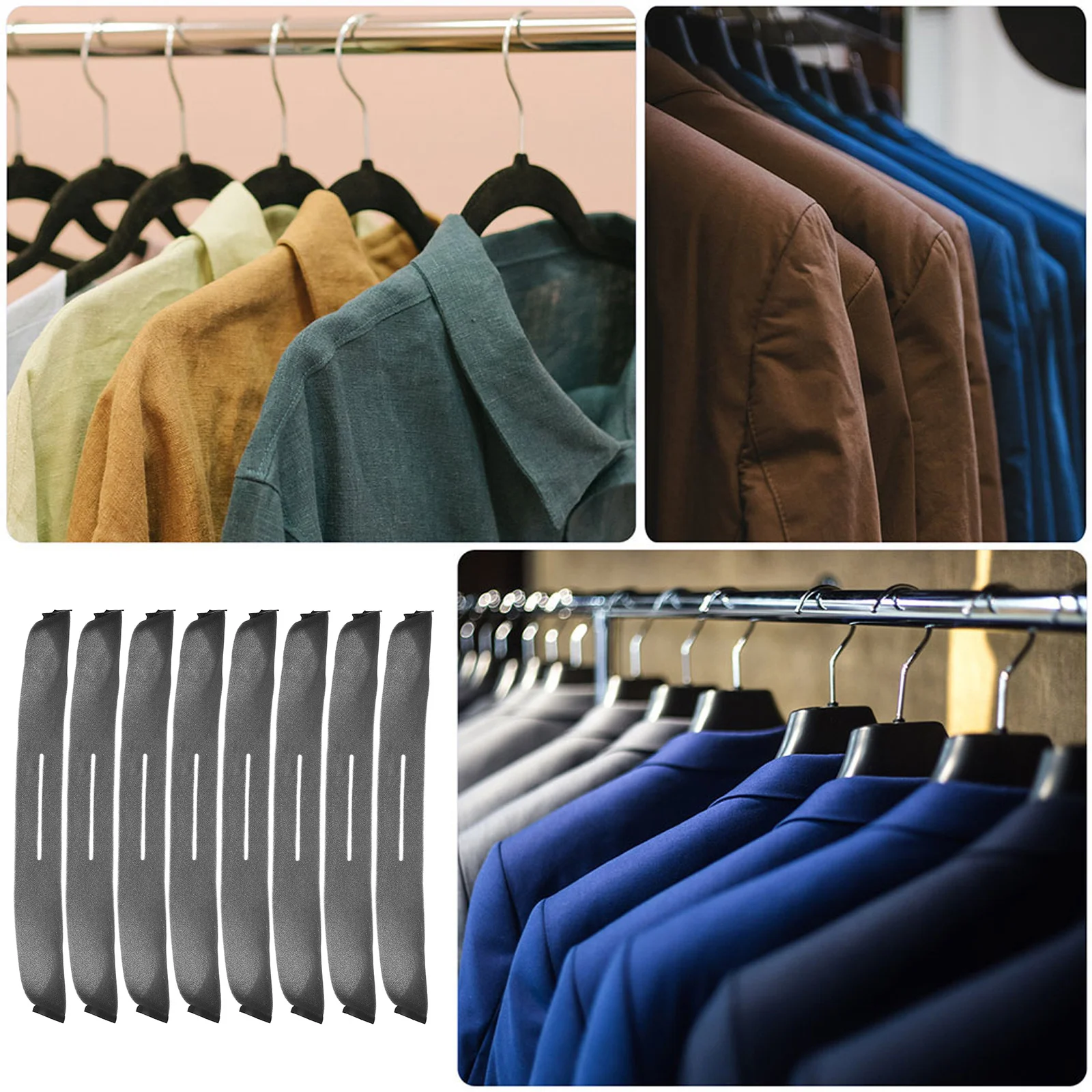 

50Pcs Clothes Hanger Sleeve Anti Slip Foam Covers Shoulder Protectors for Suits Sweaters Dresses Black Clothing Hanger Protector