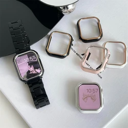 Apple Watch 케이스 용 광택 전기 도금 TPU 하드 케이스 45mm 41 40 44 42 38 시리즈 9 8 7 6 5 용 TPU 범퍼 보호 장치 도금