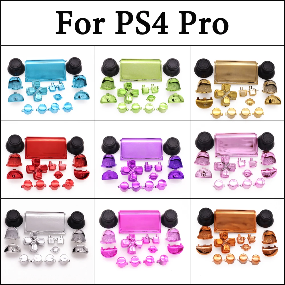 Botón ABXY de tecla de dirección cromado Dpad R1 L1 R2 L2 para controlador PS4 Pro Slim JDM-040 JDS 040 4,0 V2