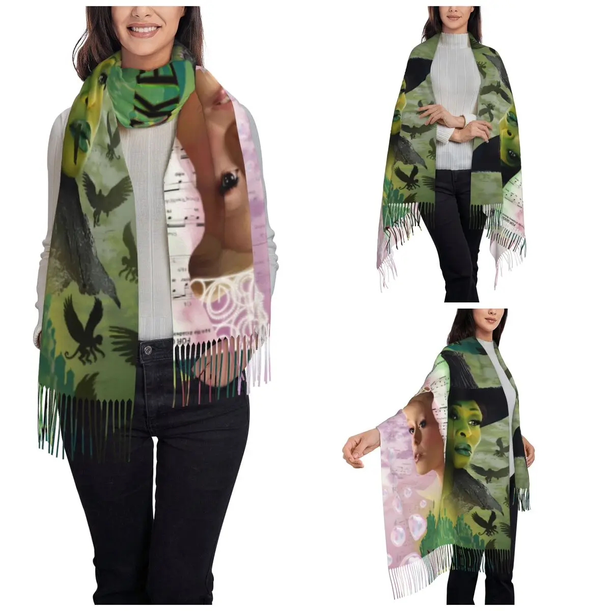Wicked For Good Scarf for Womens Fall Winter Shawls and Wrap Musical Movie Long Large Shawl Scarf for Ladies