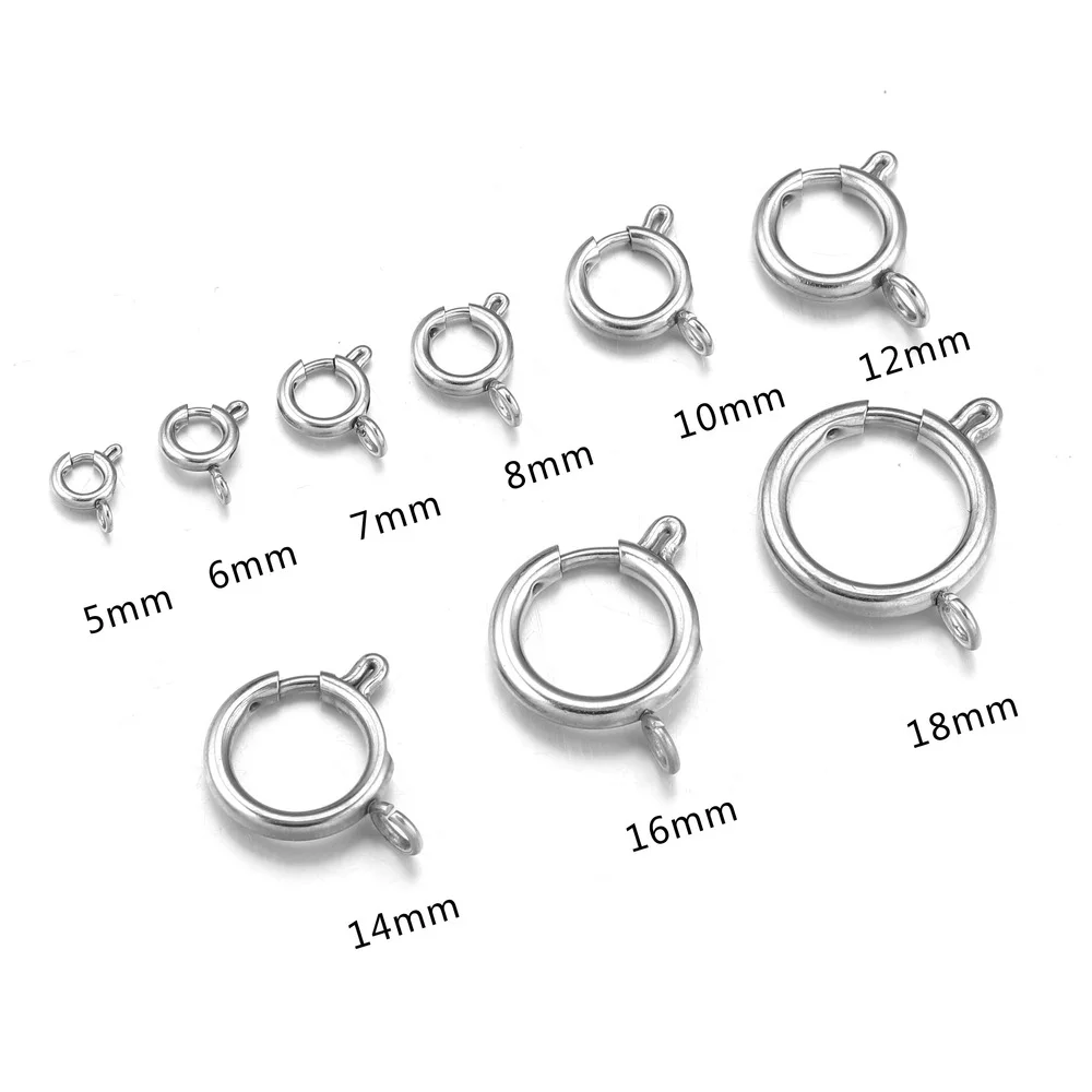 10pcs Stainless Steel 18K Gold Spring Ring Clasp With Open Jump Ring  connection Accessories For Jewelry DIY Findings Components