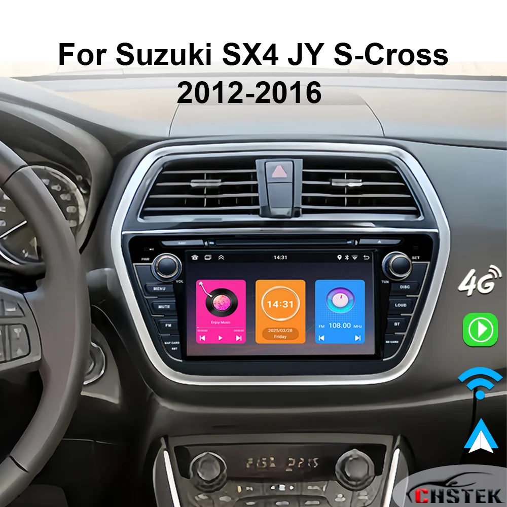 CHSTEK Android 13 Car Radio for Suzuki SX4 S-Cross 2012 2013 2014 2015 2016 Wireless CarPlay Navigation BT WiFi 4G GPS Autoradio