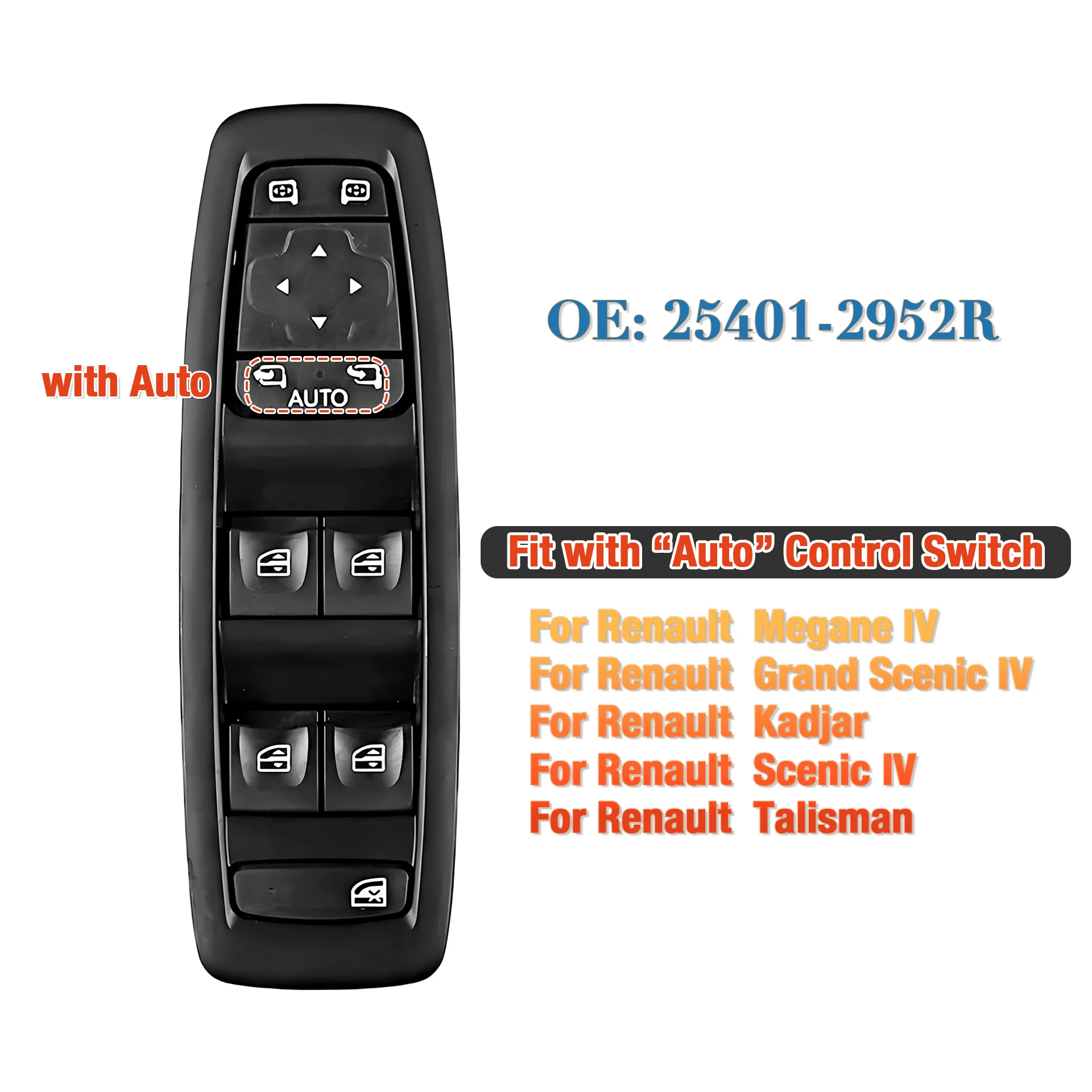 25401-2952R for Renault Megane MK4 Kadjar Scenic Talisman Samsung Electric Power Master Window Glass Lifter Control Switch