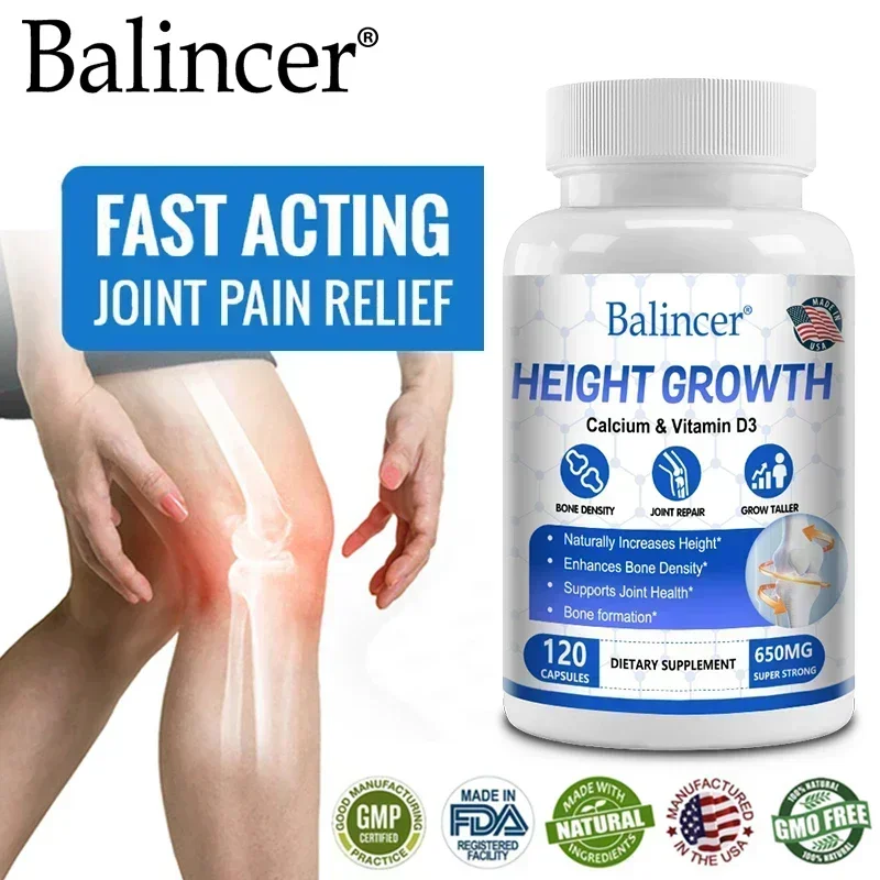 Bone Growth Supplement - Calcium + Vitamin D3 Naturally Increases Bone Density Improves Osteoporosis and Promotes Joint Health