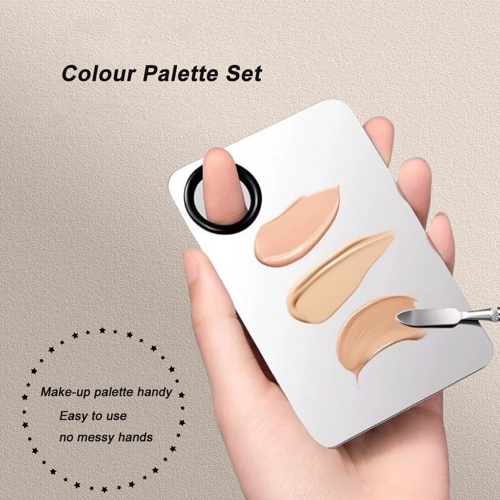 Makeup Mixing Palette Foundation Lipstick Eye Shadow Stainless Steel Mixer Palette with Spatula Mixing Stick Beauty Tools Nail-A