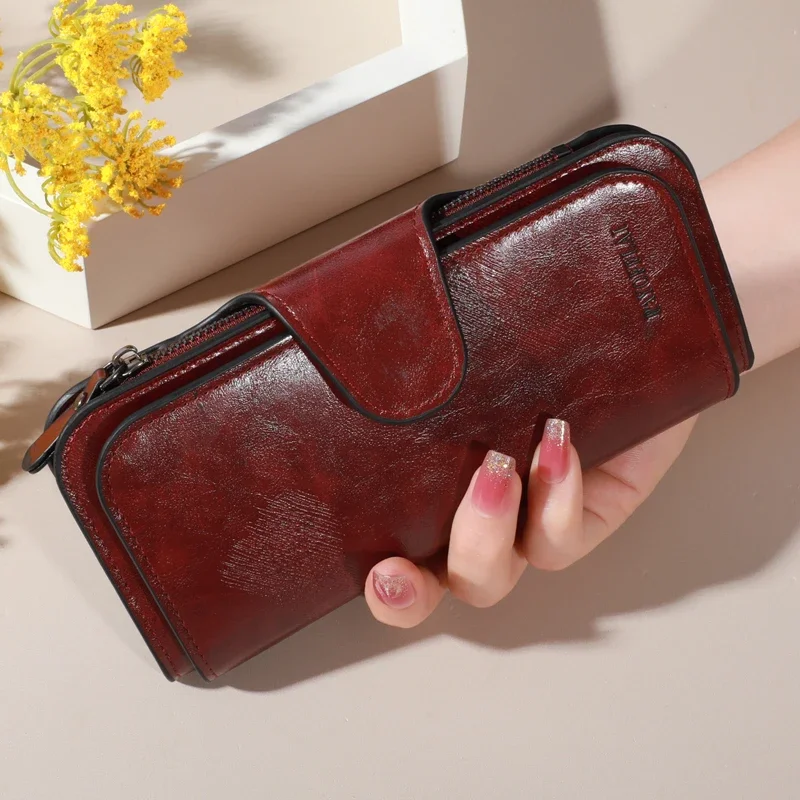 محفظة رجالية بسحاب طويل، محفظة من جلد البولي يوريثان عالي الجودة، حقيبة يد رجال الأعمال، محفظة حامل بطاقة الائتمان، للرجال #3