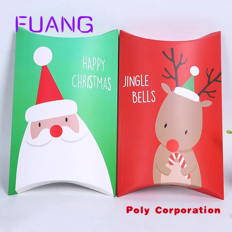 Custom  2 colors pillow style christmas packaging boxes for giftspacking box for small businesse