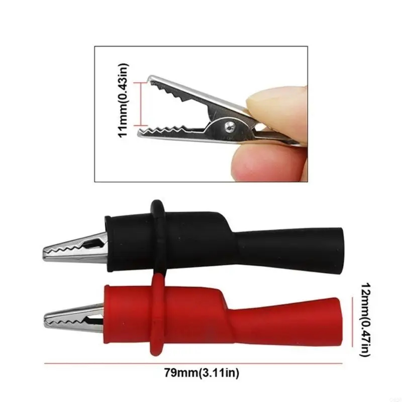 G92C Red & Black Insulated Safety Multimeter Test Leads Clips Electrical Mini Test Clamp Clips 2-Piece