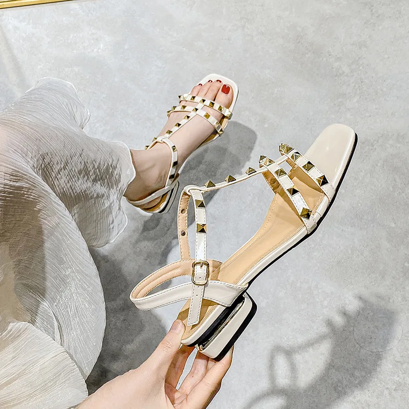 Fashion Womens Shoes 2024 Block Heels Clear Sandals Suit Female Beige Luxury Chunky Low Retro Girls Black Elastic Band New Comfo