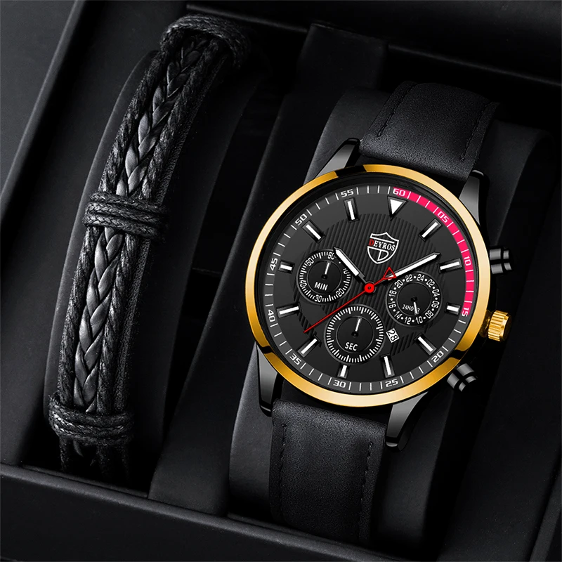 

Men's Fashion Quartz Wristwatch Men Business Luminous Leather Watches Calendar Date New Male Casual Sports Bracelet Watch